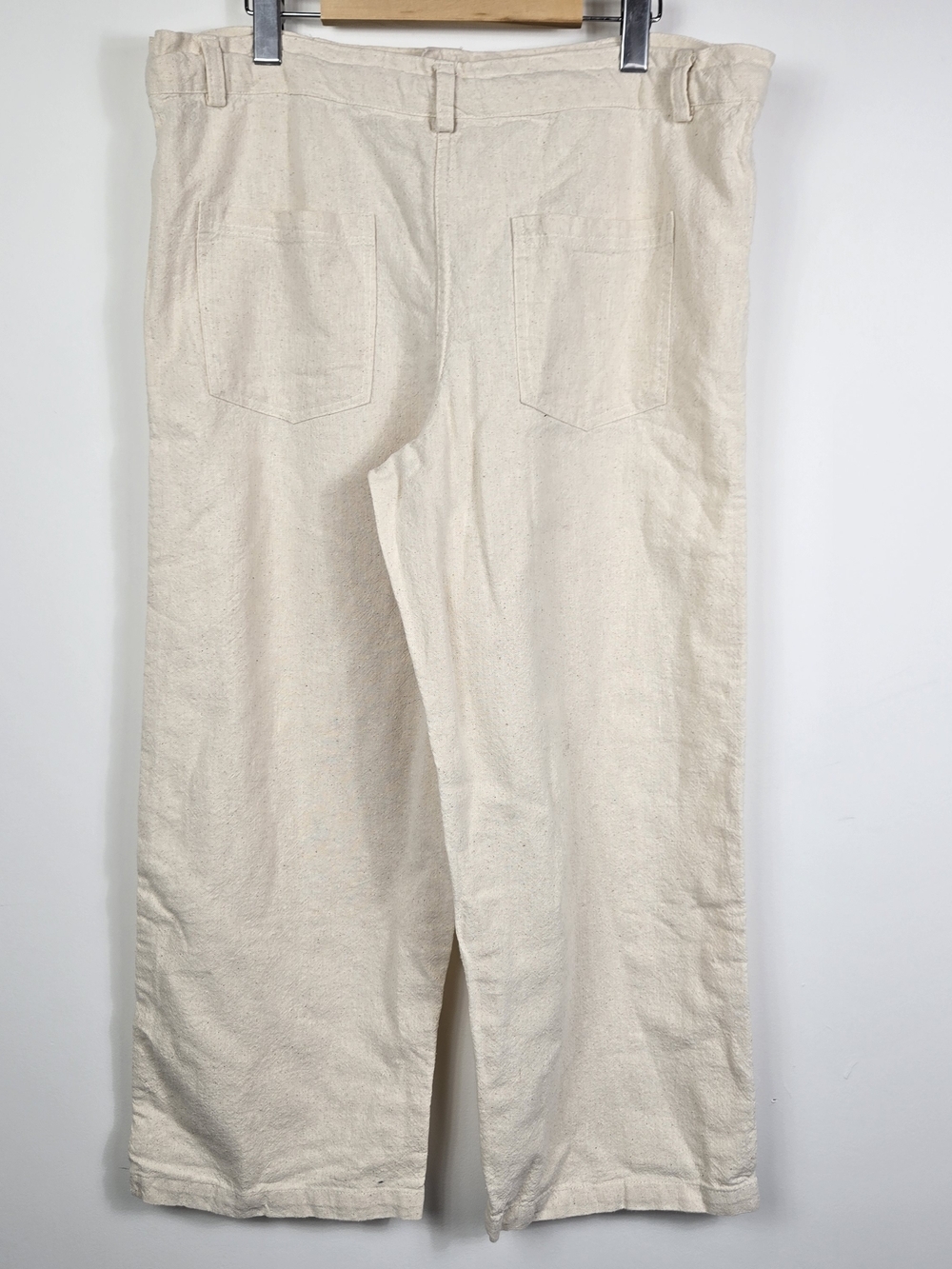 Casual Womens XL Cream Pants Drawstring Wide Leg 100% Cotton Beachy Euro Summer - Picture 7 of 9